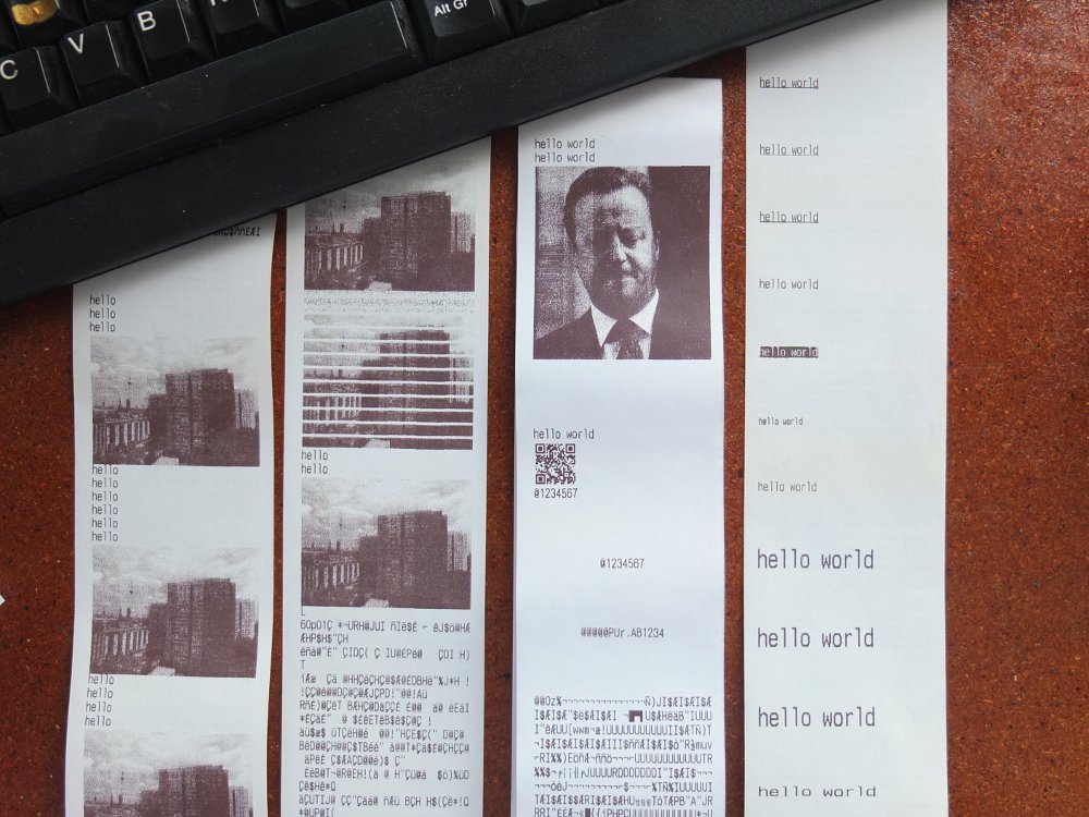 Test images on a receipt printer